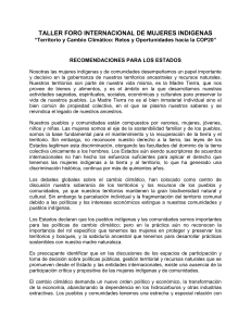 TALLER FORO INTERNACIONAL DE MUJERES INDIGENAS