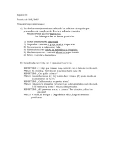 Español III Practica de I.O.P/D.O.P Pronombres preposicionales A