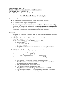 Tarea #3: Álgebra Booleana y Circuitos Lógicos