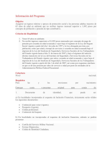Información del Programa Objetivo Asegurar un ingreso mínimo y