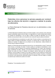 Detenidas cinco personas la semana pasada por conducir bajo los