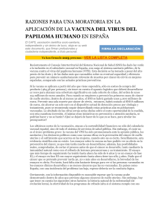 RAZONES PARA UNA MORATORIA EN LA APLICACIÓN DE LA