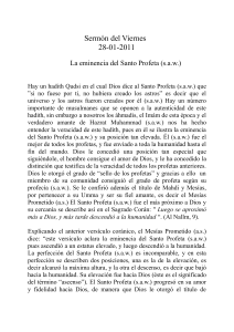 Sermón del Viernes 28-01-2011 La eminencia del Santo Profeta