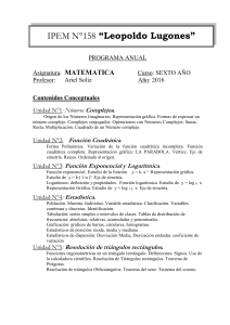 Matemática - Escuela IPEM 158 "Leopoldo Lugones"