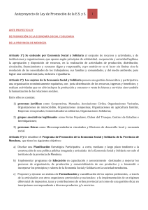 Anteproyecto de Ley de Promoción de la ES y S.