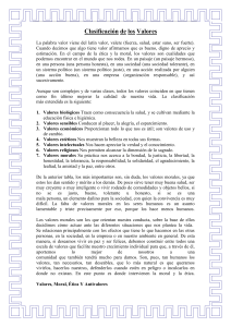 Clasificación de los Valores - Universidad Salesiana de Bolivia