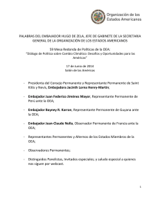 PALABRAS DEL EMBAJADOR HUGO DE ZELA, JEFE DE