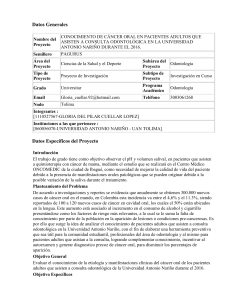 Datos Generales Nombre del Proyecto CONOCIMIENTO DE