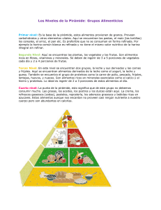 Los Niveles de la Pirámide: Grupos Alimenticios Primer nivel: Es la