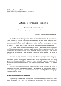 La Iglesia es inmaculada e impecable…aunque algunas personas