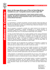 Sáenz de Buruaga afirma que el Plan de Salud Mental de Cantabria