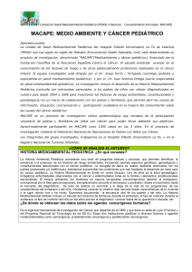 macape: medio ambiente y cáncer pediátrico
