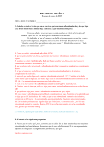 SINTAXIS DEL ESPAÑOL I Examen de enero de 2015 APELLIDOS