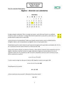 5.3 Plan de leccion -Algebra magica