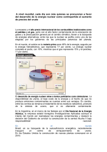 Mayor desarrollo de energ&iacute;a nuclear ante la suba del crudo