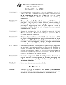 Resolución No. - Oficina Nacional de Estadísticas. Cuba
