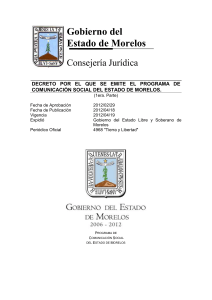 1 Gobierno del Estado de Morelos Consejería Jurídica DECRETO