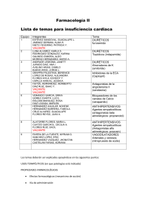 Farmacología II Lista de temas para insuficiencia cardiaca Equipo