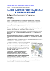 CAMBIO CLIMATICO PRODUCIRA SEQUIAS E INUNDACIONES