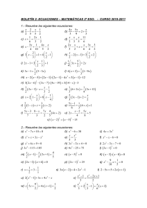 BOLETÍN 2: ECUACIONES – MATEMÁTICAS 2º ESO