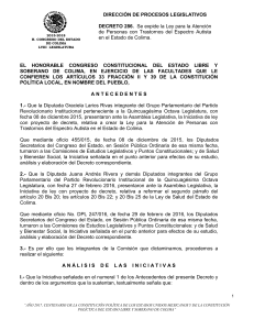 EL HONORABLE CONGRESO CONSTITUCIONAL DEL ESTADO