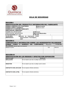 HOJA DE SEGURIDAD Melaza en polvo