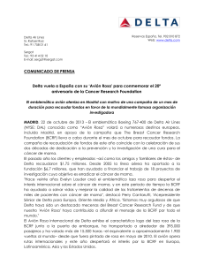 Delta vuela a Espa&ntilde;a con su `Avi&oacute;n Rosa` para