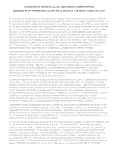 Declaraci&oacute;n del comit&eacute; de CEDAW sobre g&eacute;nero y cambio clim&aacute;tico