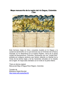 Mapa manuscrito de la regi&oacute;n del r&iacute;o Dagua, Colombia