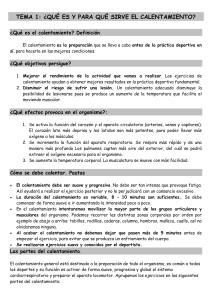 TEMA 1: ¿QUÉ ES Y PARA QUÉ SIRVE EL CALENTAMIENTO