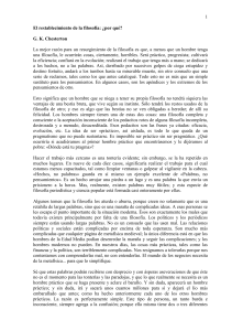 El restablecimiento de la filosofía: ¿por qué? (G. K. Chesterton)