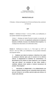 PROYECTO DE LEY El Senado y Cámara de Diputados de la