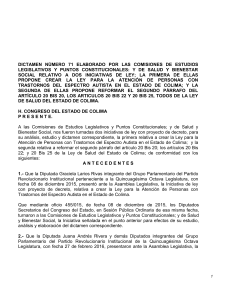 DICTAMEN NÚMERO 71 ELABORADO POR LAS COMISIONES DE