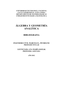 ALGEBRA Y GEOMETRIA ANALITICA - Facultad Regional Avellaneda