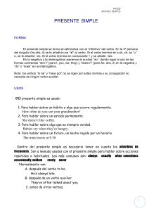 INGLÉS APUNTES TIEMPOS PRESENTE SIMPLE FORMA El