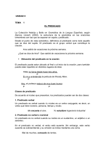 UNIDAD II TEMA 1 EL PREDICADO La Colección Nebrija y Bello en