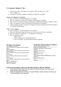 2&ordf; Evaluaci&oacute;n: Religi&oacute;n 1&ordm; Bto. (Libro de texto: SM, actividades en el