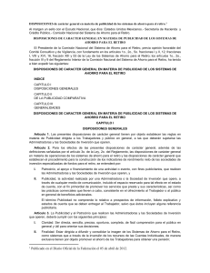 DISPOSICIONES de car&aacute;cter general en materia de publicidad de