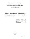 La actual crisis mundial de alimentos y sus consecuencias en la