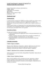 Álgebra - Escuela Normal Superior y Superior de Comercio Nro 46