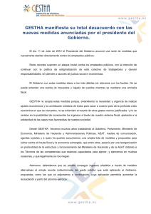 GESTHA manifiesta su total desacuerdo con las nuevas medidas