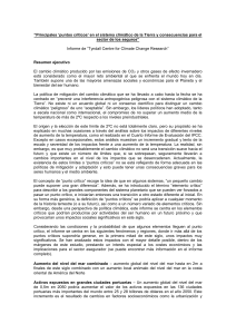 “Principales `puntos críticos` en el sistema climático de la Tierra y