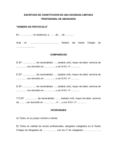 modelo de escritura de constitucion de una sociedad limitada
