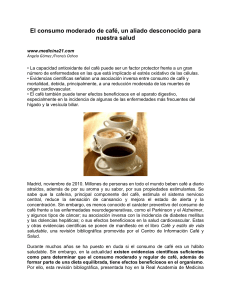 El consumo moderado de café, un aliado desconocido para nuestra