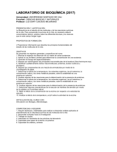 LABORATORIO DE BIOQUÍMICA (2017) Universidad