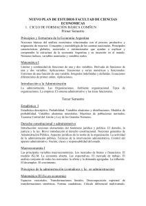 MATERIAS primer semestre - Facultad de Ciencias Económicas