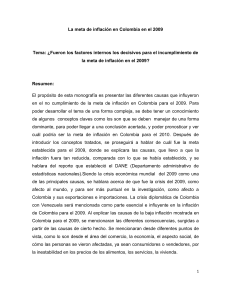 La meta de inflación en Colombia en el 2009 Tema: ¿Fueron los