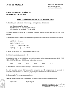 EJERCICIOS DE MATEMÁTICAS. PENDIENTES DE 1º E.S.O. Tema