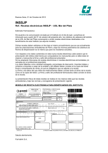 01/10/2012 | PAMI - Recetas Electrónicas Ugl Mar del