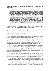 junta monetaria / reserva documental / principio de publicidad